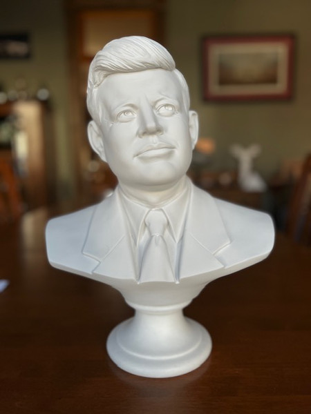 Bust of John Fitzgerald Kennedy Portrait Head Statue Sculpture Marble